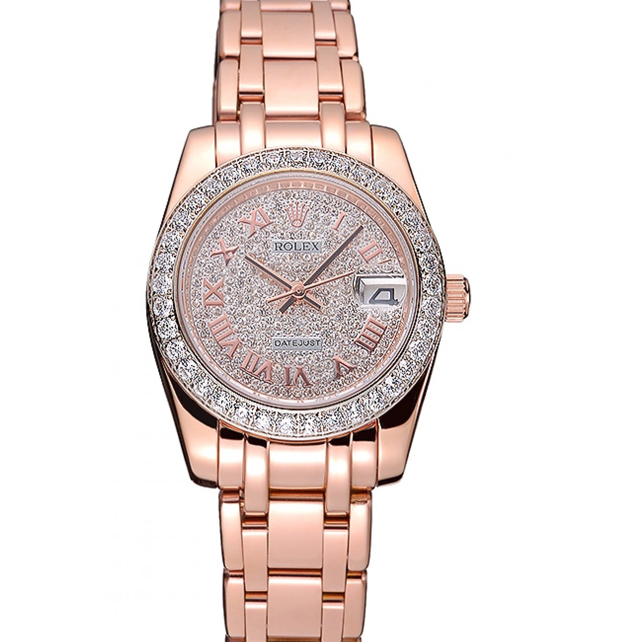 Gold Rolex Bracelet Pink And Case And Diamond Datejust Bezel Dial 622836 0601